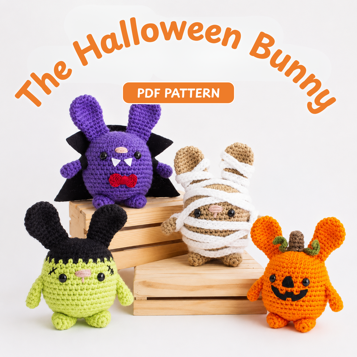 Crochet Halloween Bunny Amigurumi Pattern (4 Costumes)