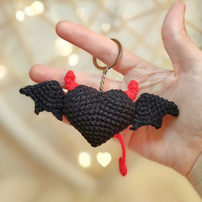 Crochet Heart Keychains Devil Angel Pattern