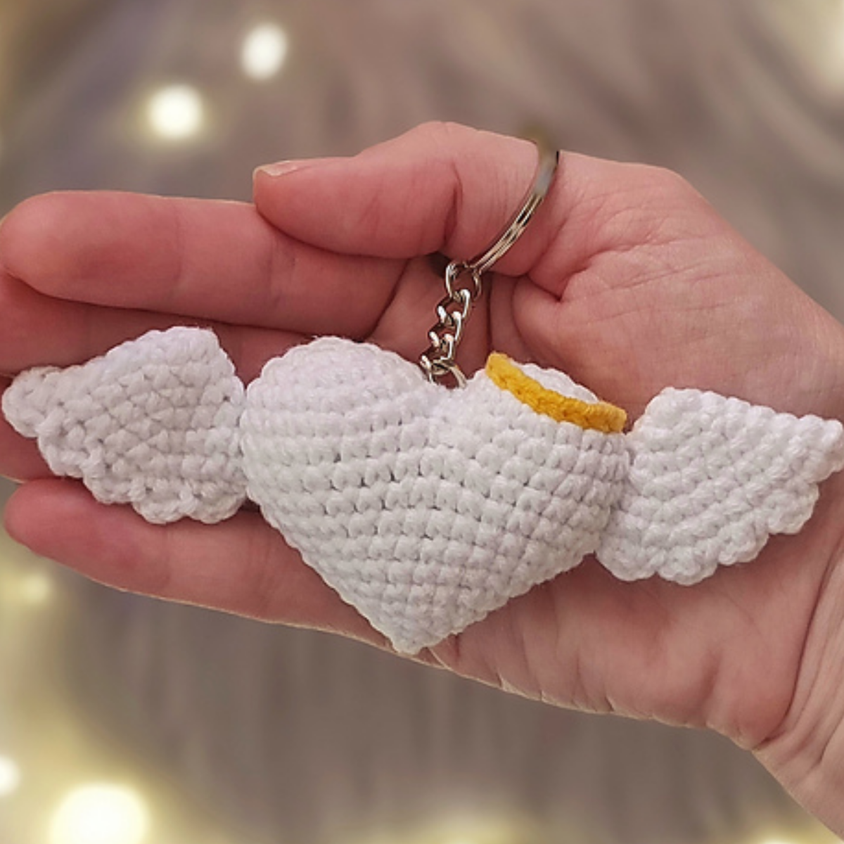 Crochet Heart Keychains Devil Angel Pattern