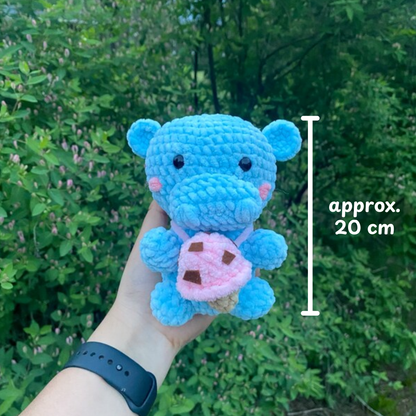 Crochet Hippo and His Ice Cream Pattern