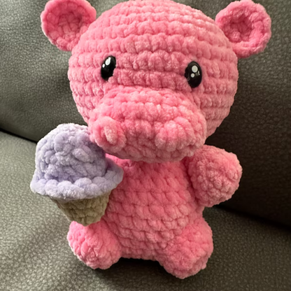 Crochet Hippo and His Ice Cream Pattern