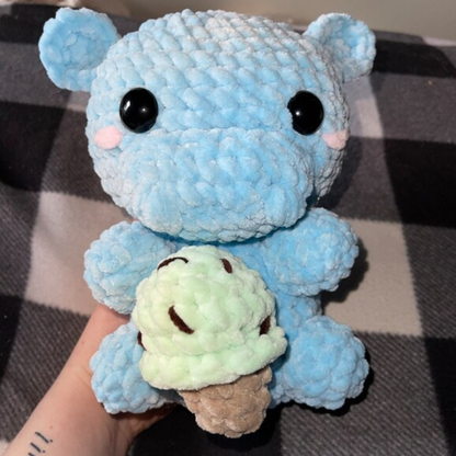Crochet Hippo and His Ice Cream Pattern