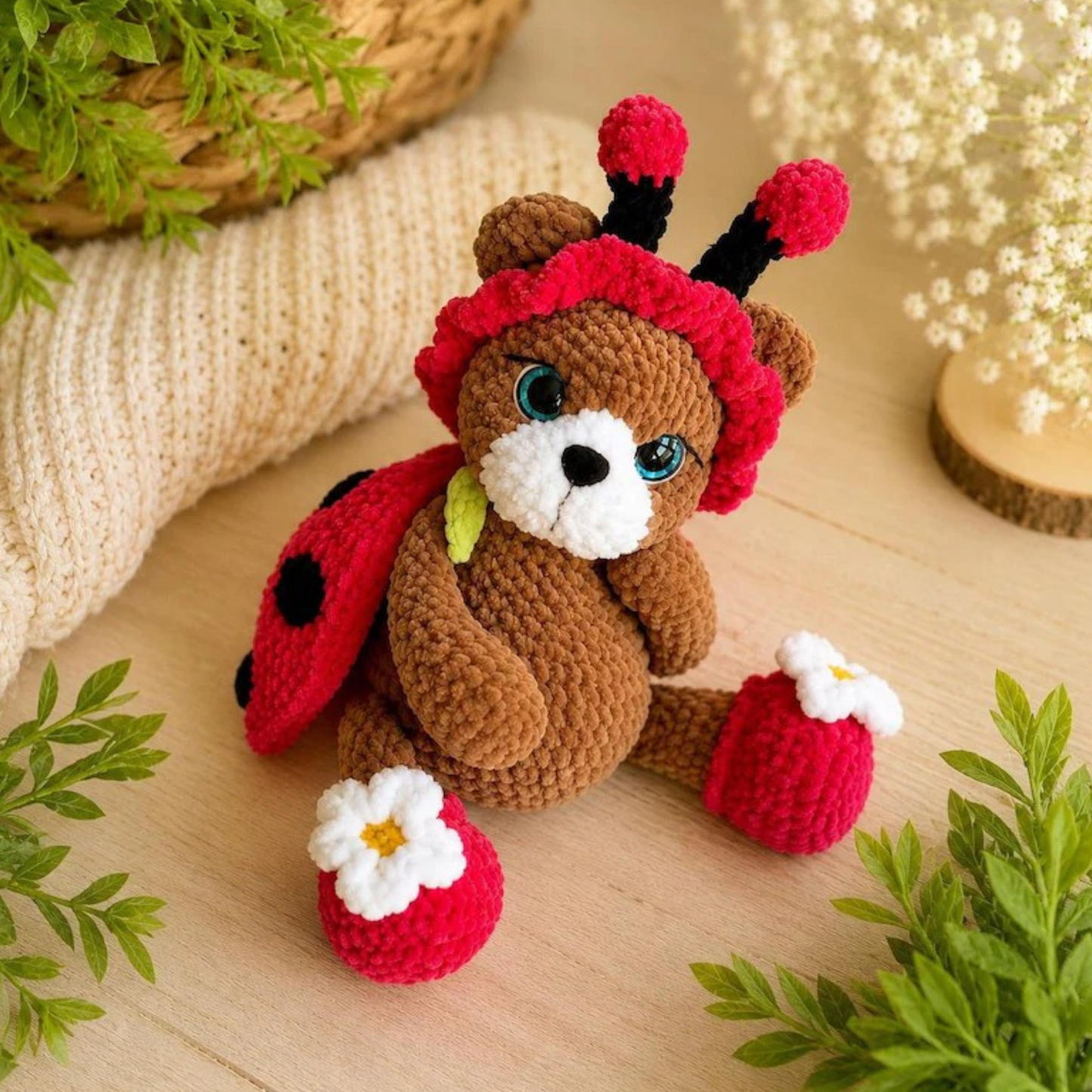 Crochet Ladybug Teddy Bear Amigurumi Pattern