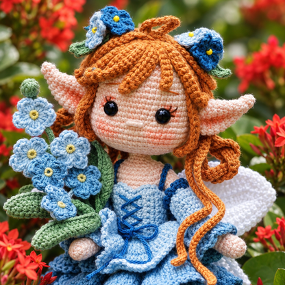 Crochet Mila the Forget-Me-Not Fairy Doll Pattern