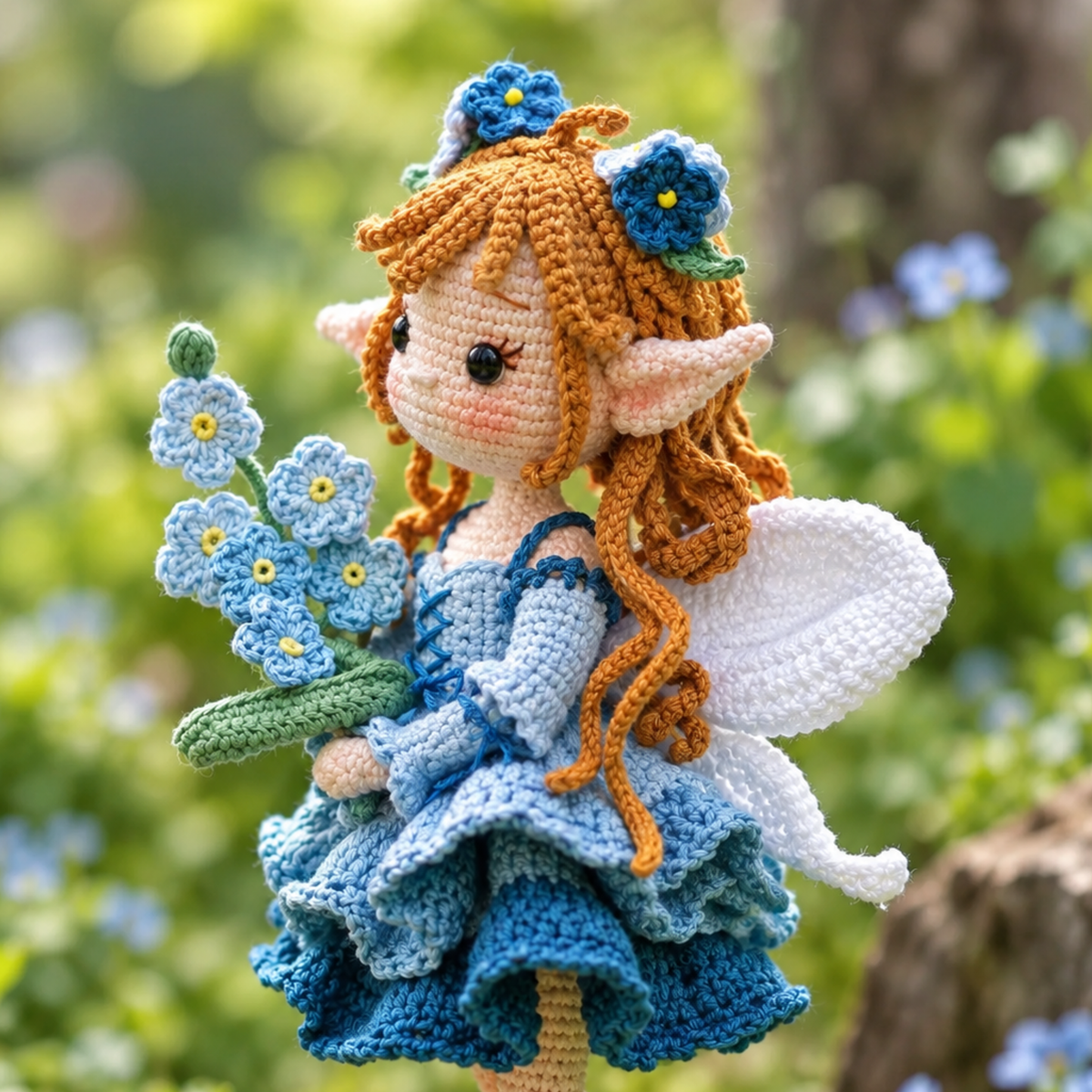 Crochet Mila the Forget-Me-Not Fairy Doll Pattern