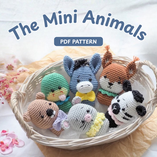 Crochet Mini Animal Toy Pattern (Donkey, Squirrel, Mouse, Snake, Beaver, Zebra)