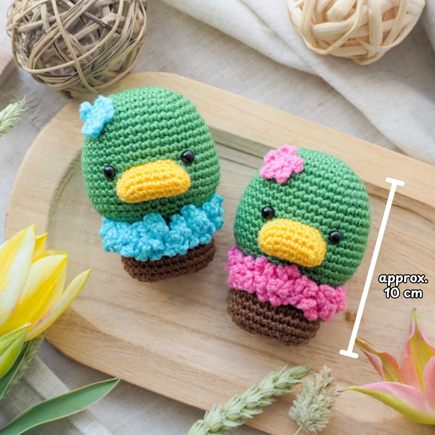 Crochet Mini Animals Pattern (Duck, Penguin, Sloth, Hippo, Rhino, Wolf)