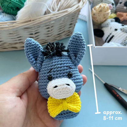 Crochet Mini Animal Toy Pattern (Donkey, Squirrel, Mouse, Snake, Beaver, Zebra)
