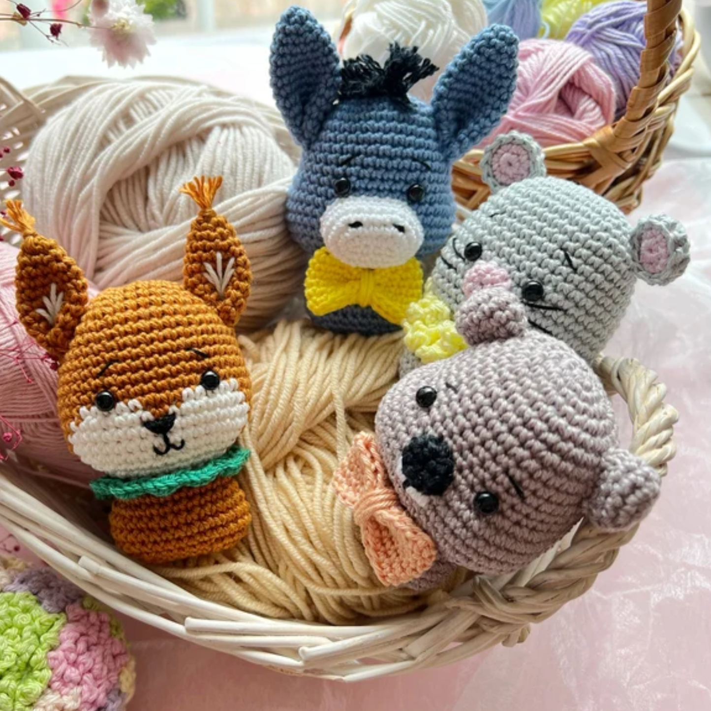 Crochet Mini Animal Toy Pattern (Donkey, Squirrel, Mouse, Snake, Beaver, Zebra)