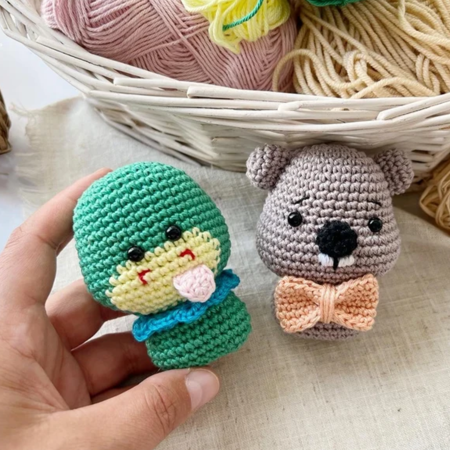 Crochet Mini Animal Toy Pattern (Donkey, Squirrel, Mouse, Snake, Beaver, Zebra)