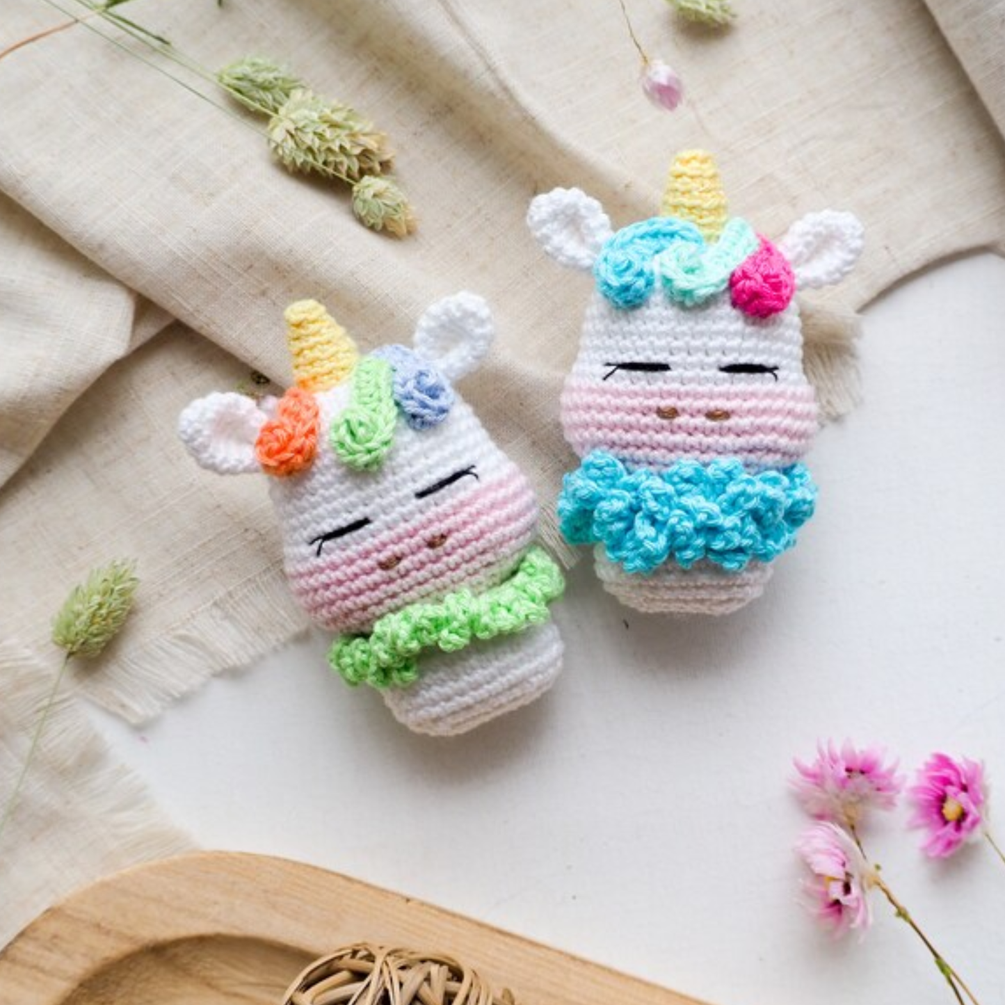 Crochet Mini Animals Pattern (Dog, Flamingo, Unicorn, Cat, Red Panda, Raccoon)