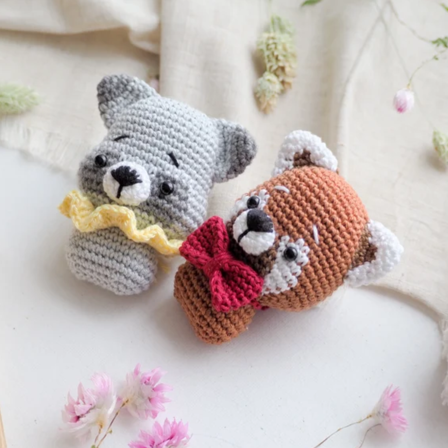 Crochet Mini Animals Pattern (Dog, Flamingo, Unicorn, Cat, Red Panda, Raccoon)