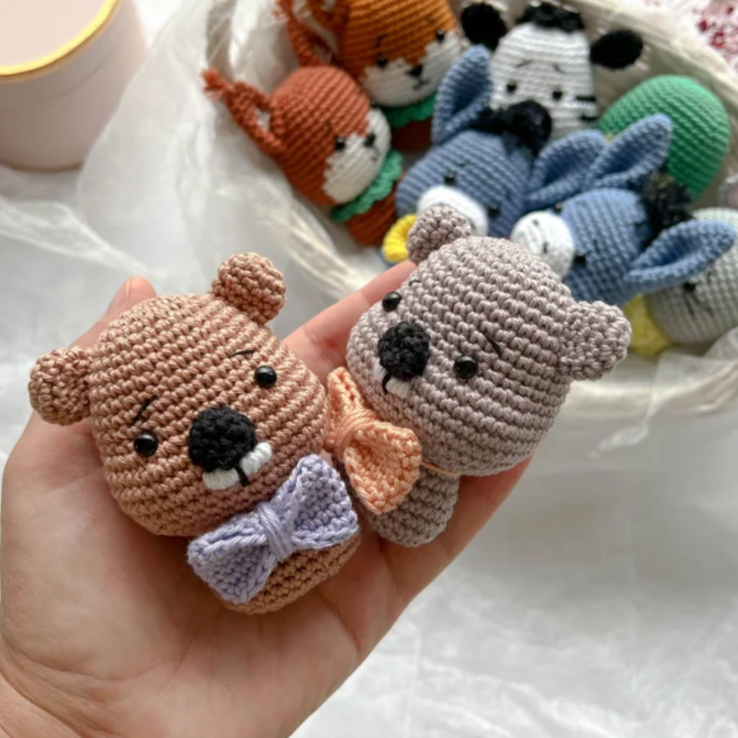Crochet Mini Animal Toy Pattern (Donkey, Squirrel, Mouse, Snake, Beaver, Zebra)