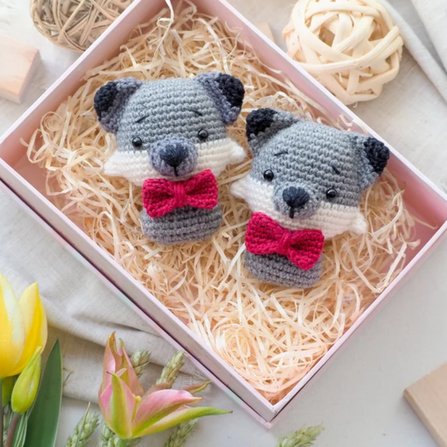 Crochet Mini Animals Pattern (Duck, Penguin, Sloth, Hippo, Rhino, Wolf)