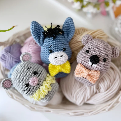 Crochet Mini Animal Toy Pattern (Donkey, Squirrel, Mouse, Snake, Beaver, Zebra)