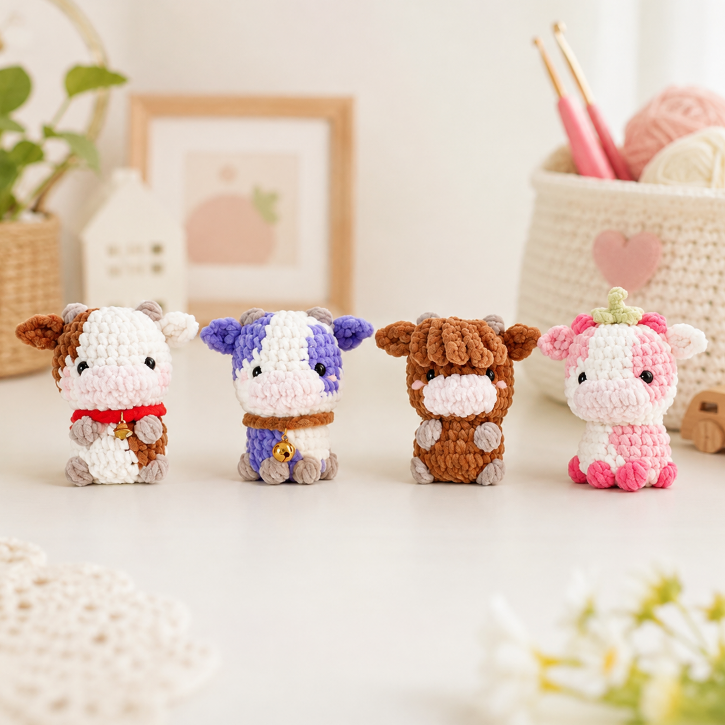 Crochet No Sew Cow Amigurumi Pattern (4-in-1)