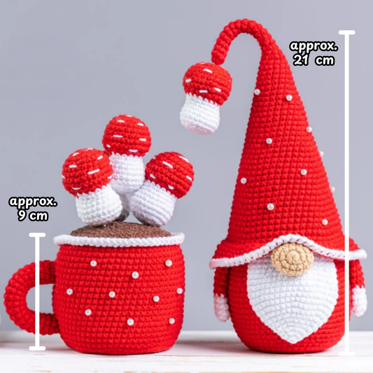 Crochet Mushroom Gnome with Cup Pattern