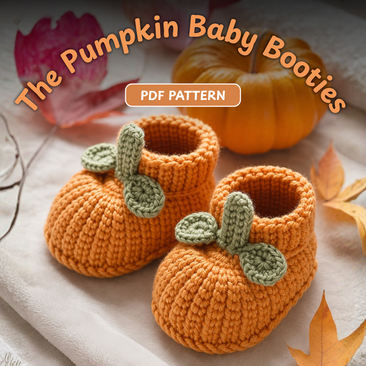 Crochet Pumpkin Baby Booties Pattern (3 Sizes)