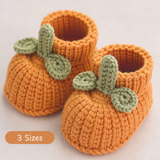 Crochet Pumpkin Baby Booties Pattern (3 Sizes)