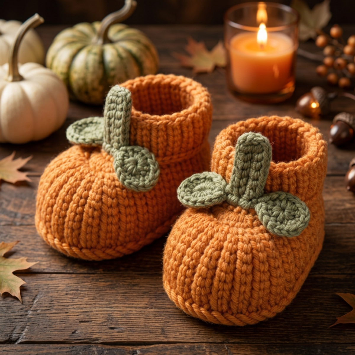 Crochet Pumpkin Baby Booties Pattern (3 Sizes)