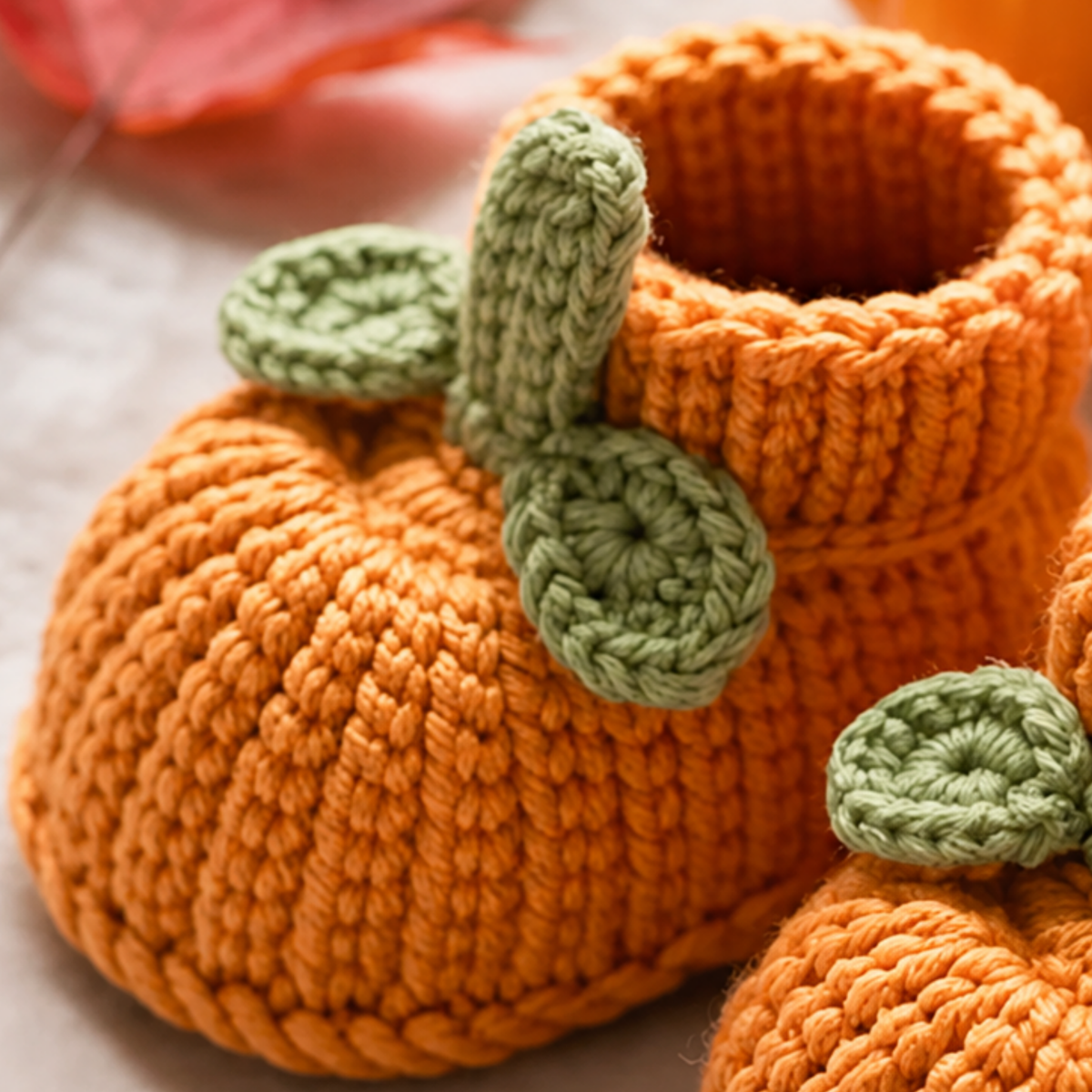 Crochet Pumpkin Baby Booties Pattern (3 Sizes)