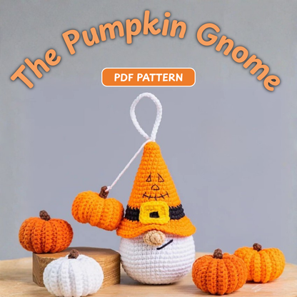 Crochet Pumpkin Gnome Halloween Keychain Amigurumi Pattern