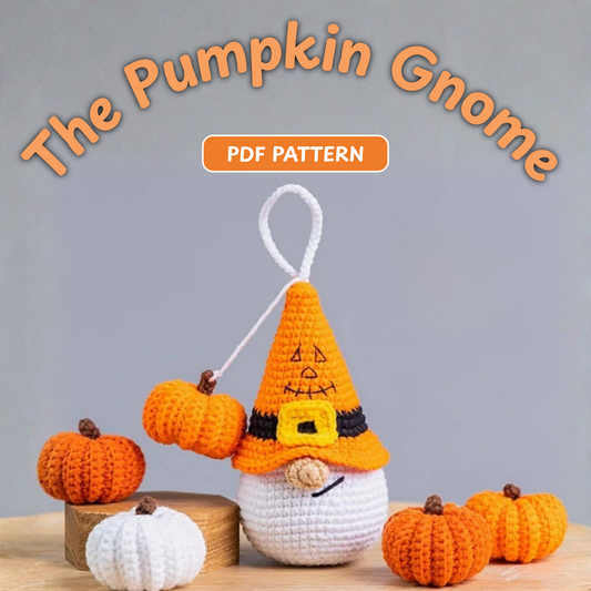 Crochet Pumpkin Gnome Halloween Keychain Amigurumi Pattern