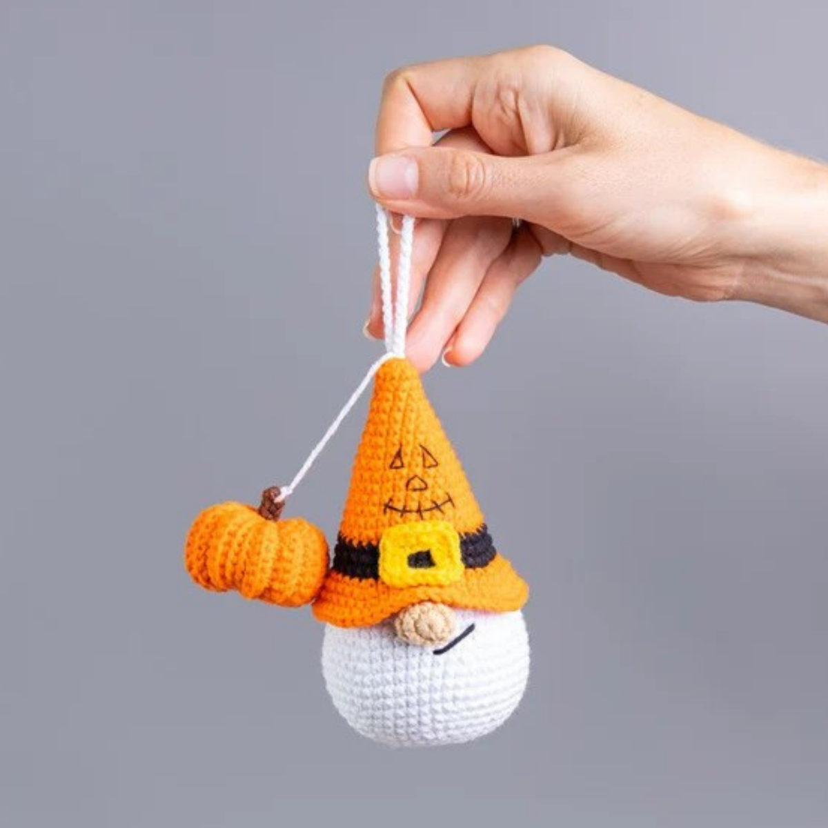 Crochet Pumpkin Gnome Halloween Keychain Amigurumi Pattern