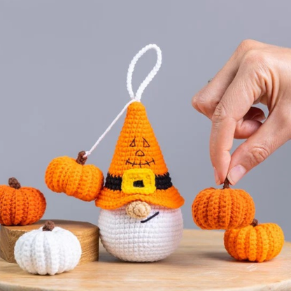 Crochet Pumpkin Gnome Halloween Keychain Amigurumi Pattern