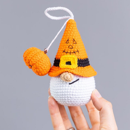Crochet Pumpkin Gnome Halloween Keychain Amigurumi Pattern