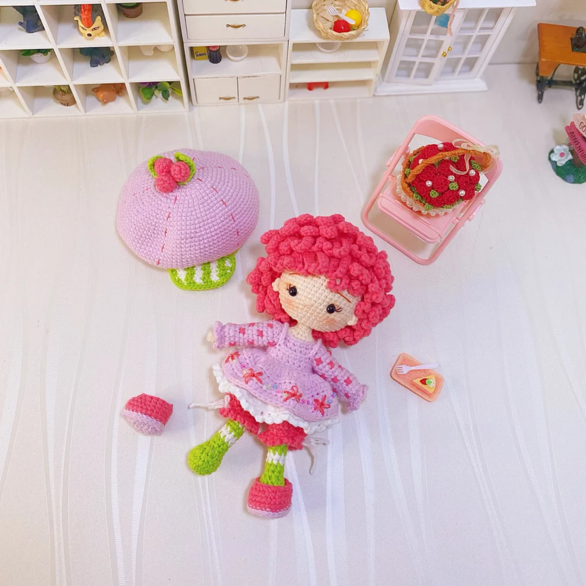 Crochet Raspberry Tart Chibi Doll Pattern