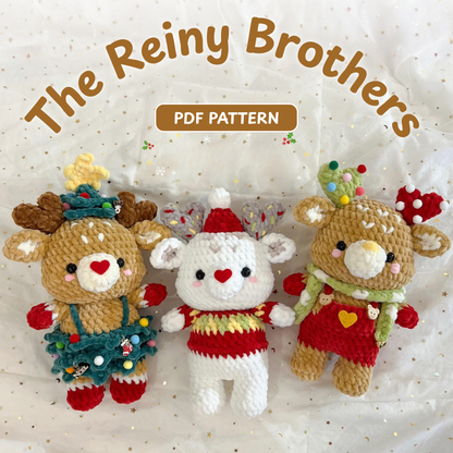Crochet Xmas Reiny the Reindeer Brothers Pattern (3 in 1)