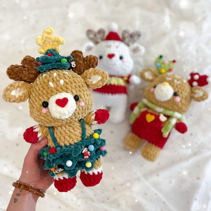 Crochet Xmas Reiny the Reindeer Brothers Pattern (3 in 1)