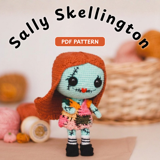 Crochet Sally Skellington Amigurumi Pattern (Pack)