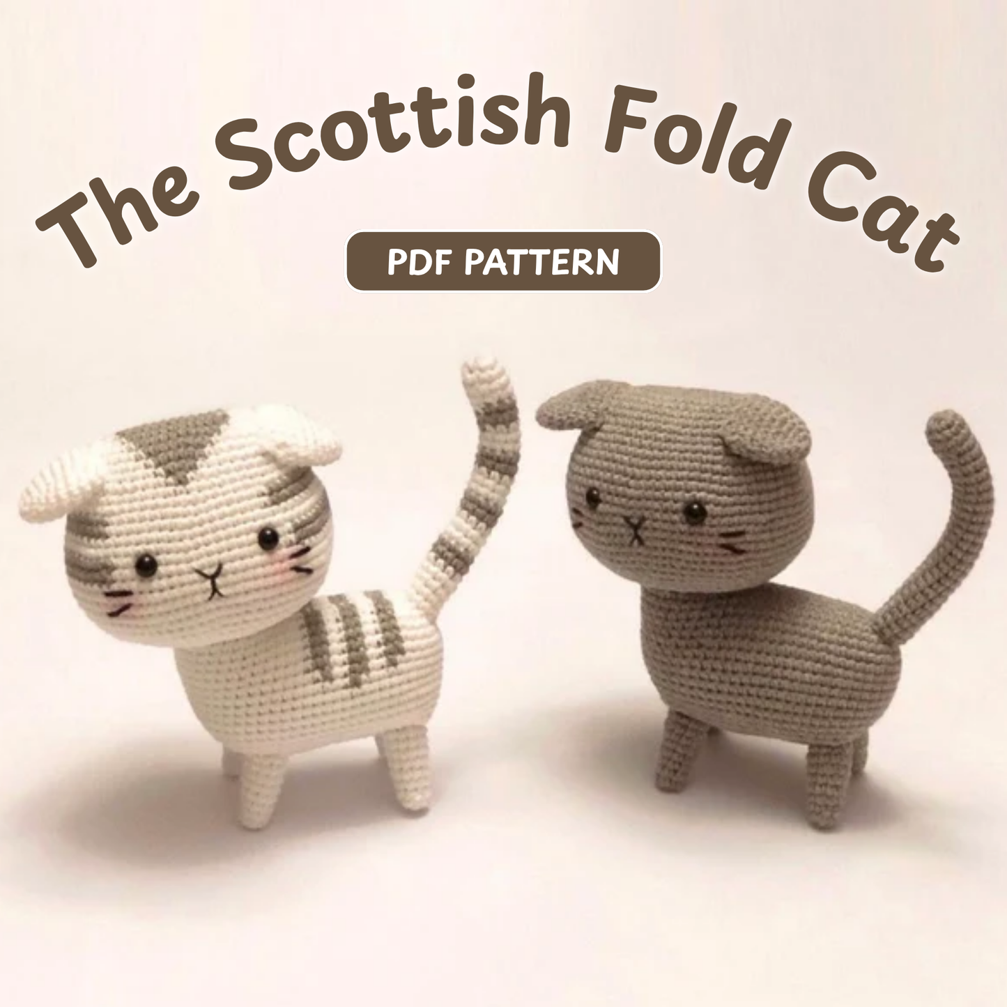 Crochet Scottish Fold Cat Pattern (2 Color Versions)
