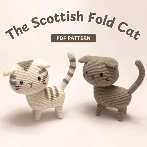 Crochet Scottish Fold Cat Pattern (2 Color Versions)