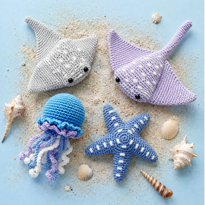 Crochet Sea Animals Pattern Vol. 2 (6 Characters: Seahorse, Jellyfish, Beluga, Whale, Starfish &amp; Stingray)