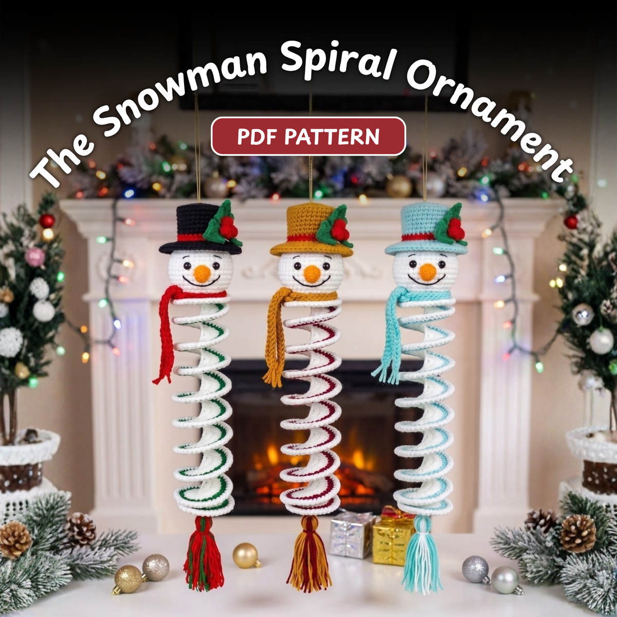 Snowman Spiral Ornament Crochet Pattern | Christmas Gift and Hanging Decoration