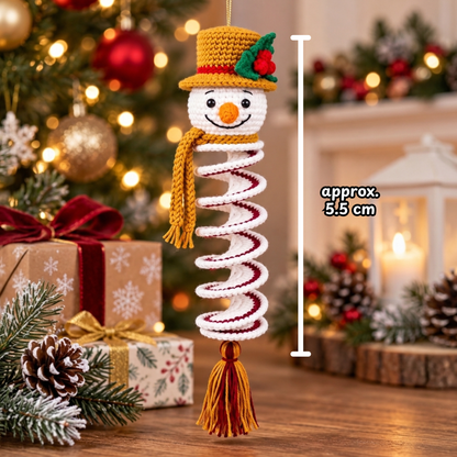 Snowman Spiral Ornament Crochet Pattern | Christmas Gift and Hanging Decoration