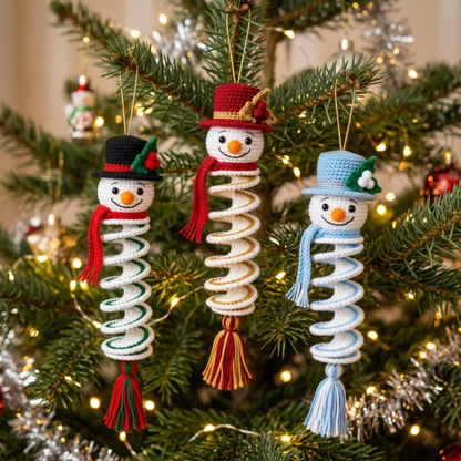 Snowman Spiral Ornament Crochet Pattern | Christmas Gift and Hanging Decoration