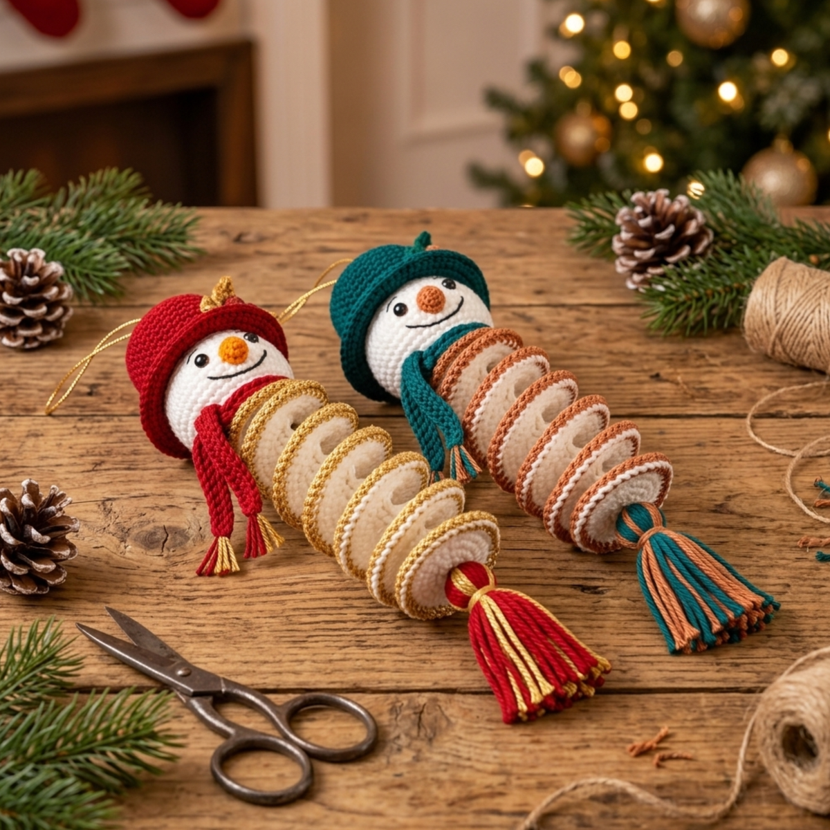 Snowman Spiral Ornament Crochet Pattern | Christmas Gift and Hanging Decoration