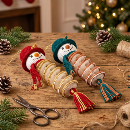 Snowman Spiral Ornament Crochet Pattern | Christmas Gift and Hanging Decoration