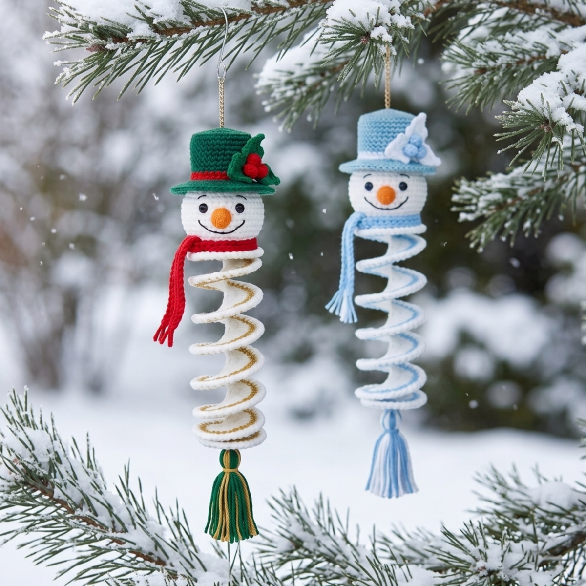 Snowman Spiral Ornament Crochet Pattern | Christmas Gift and Hanging Decoration
