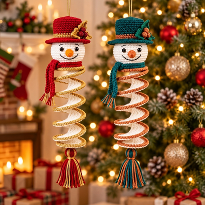 Snowman Spiral Ornament Crochet Pattern | Christmas Gift and Hanging Decoration
