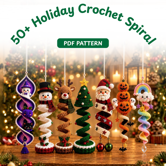 Crochet 50+ Spiral Hanging Ornament Pattern Bundle