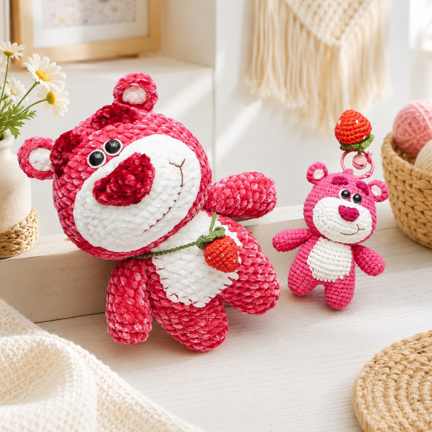 Strawberry Bear Crochet Pattern (2 Sizes)
