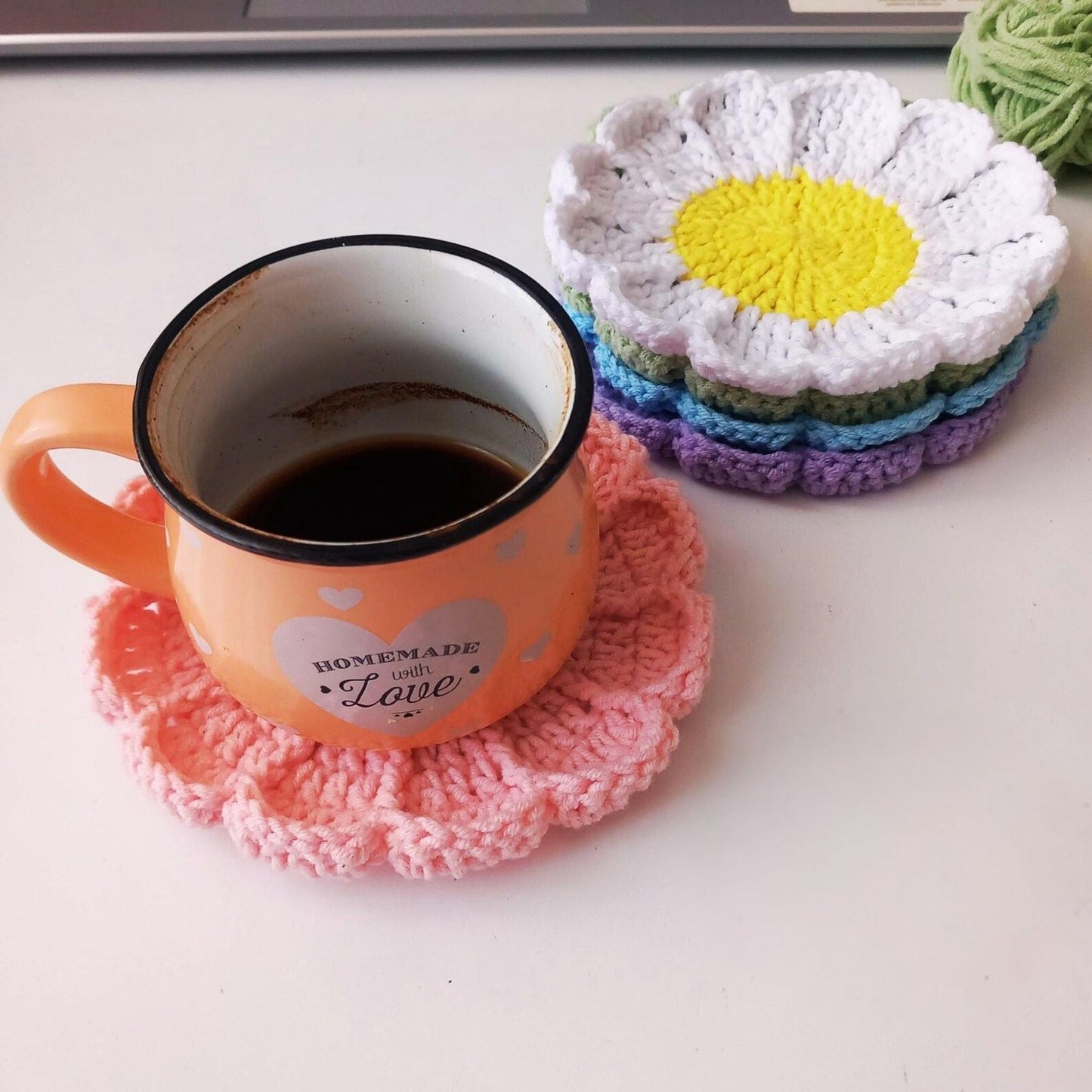 8 in 1 Daisy Flower Coaster Crochet Pattern