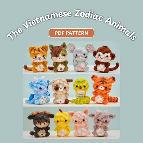 Crochet Vietnamese Zodiac Animals Pattern (12 Characters)