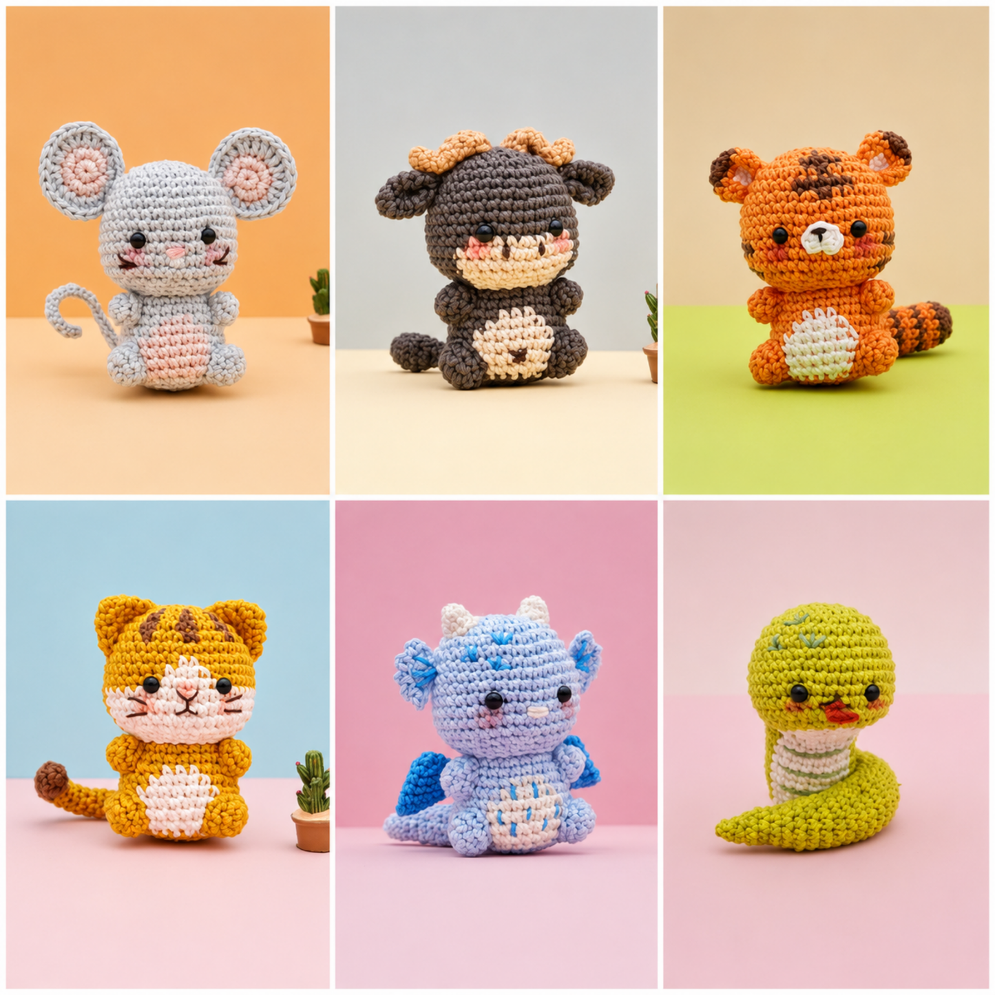 Crochet Vietnamese Zodiac Animals Pattern (12 Characters)