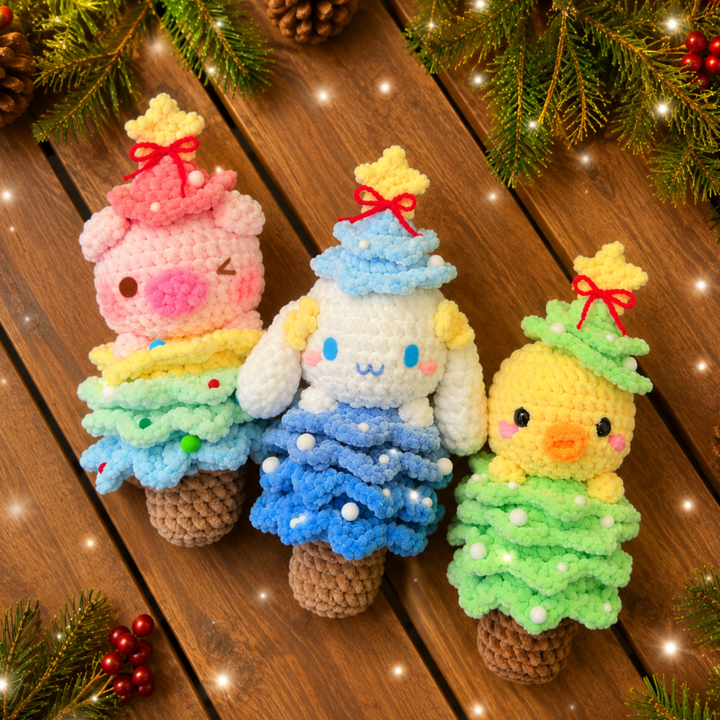 Crochet Animal in Christmas Tree Pattern (Mini Bundle)